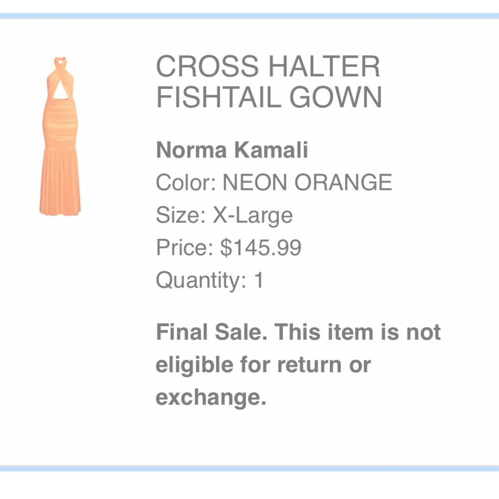 Norma Kamali Orange Halter Backless Gown